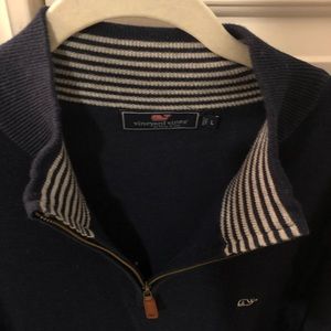 Vineyard Vines Navy Soft Wool Sweater Quarter Zip